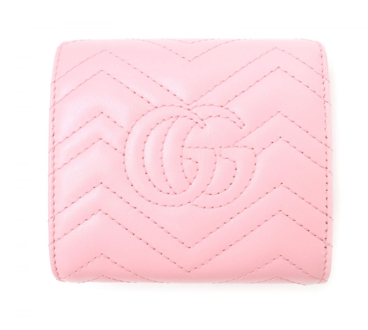 GUCCI Bifold Wallet 598629 Main: Leather Pink x Silver Metal Women Used Authentic