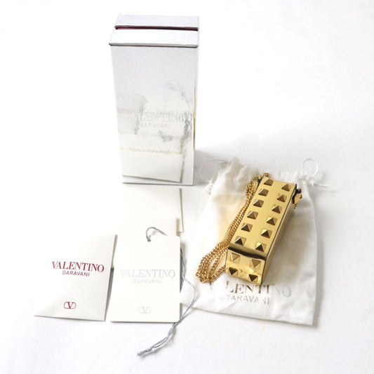 VALENTINO Other bag WW9P0X60LYM Leather, Studs gold Lip case ChainShoulder Women Used Authentic