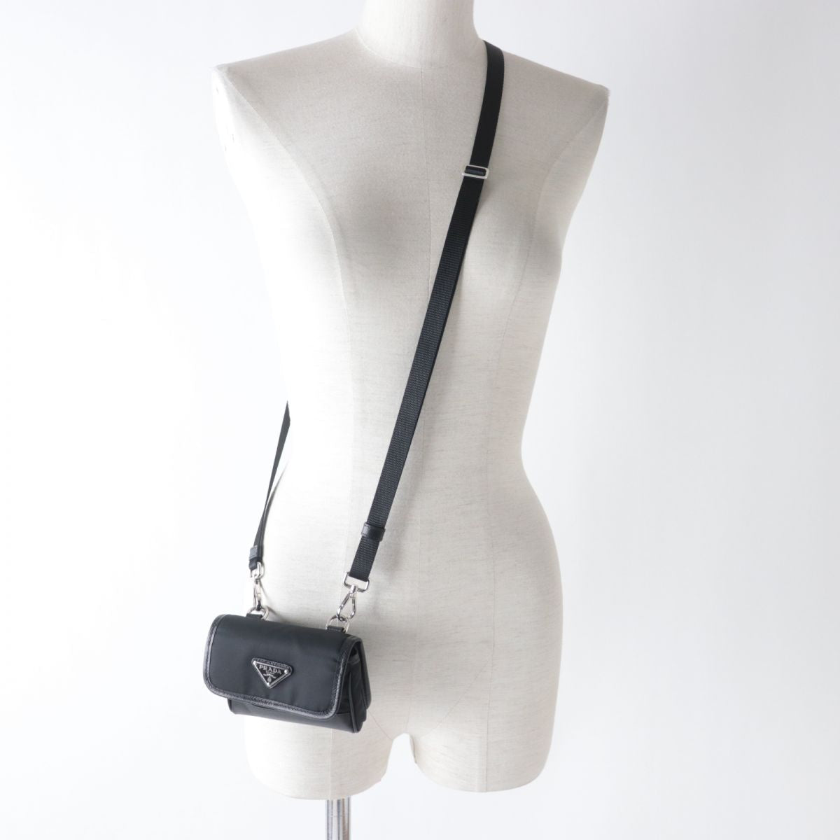 PRADA Pouch Main: Nylon leather, Main: Re-Nylonx Saffiano leather black Women Used Authentic