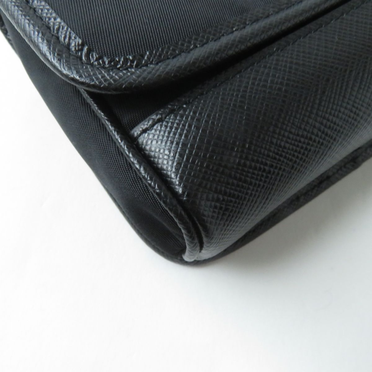 PRADA Pouch Main: Nylon leather, Main: Re-Nylonx Saffiano leather black Women Used Authentic