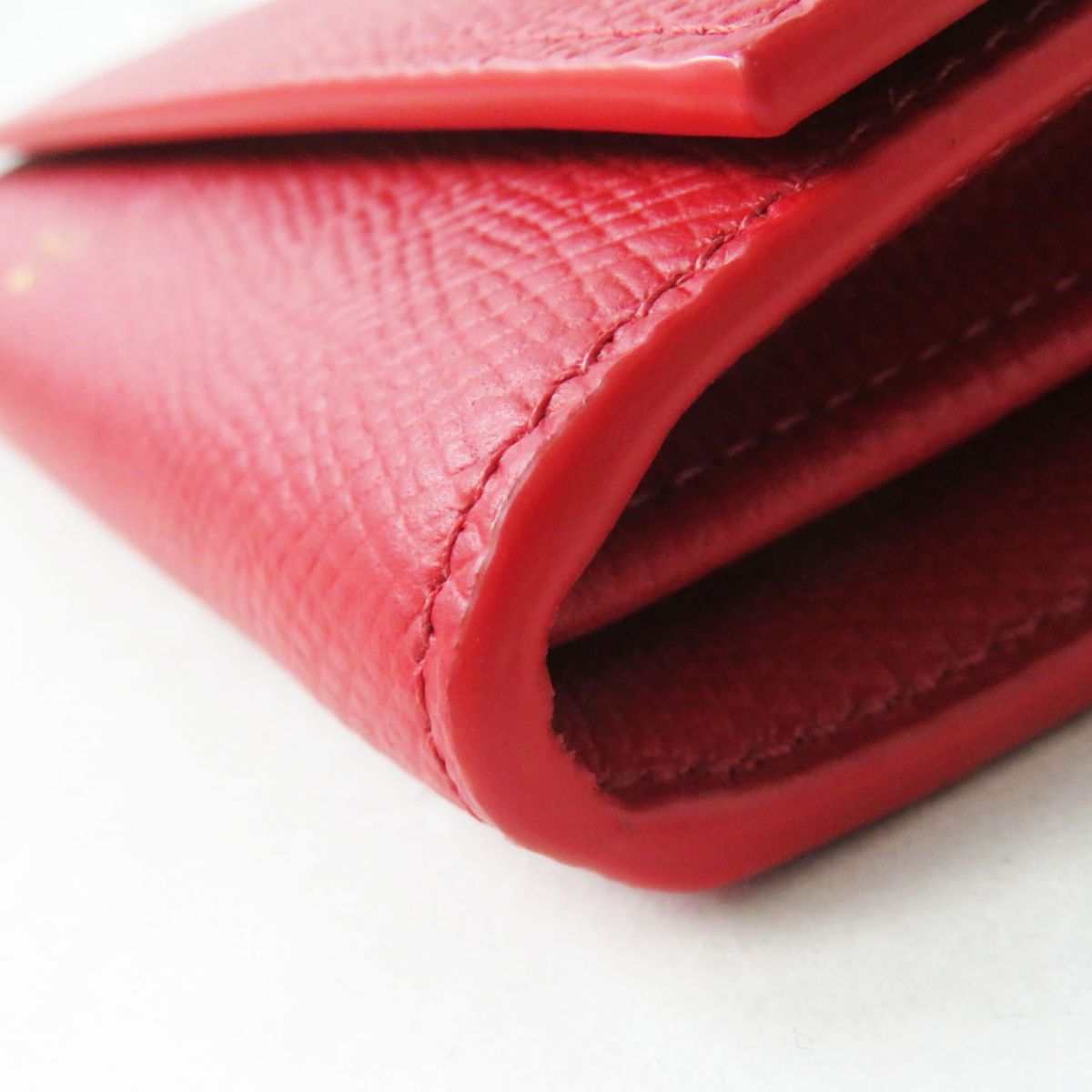 CELINE Long Wallet Purse Main: Leather Red x Gold Metal Women Used Authentic