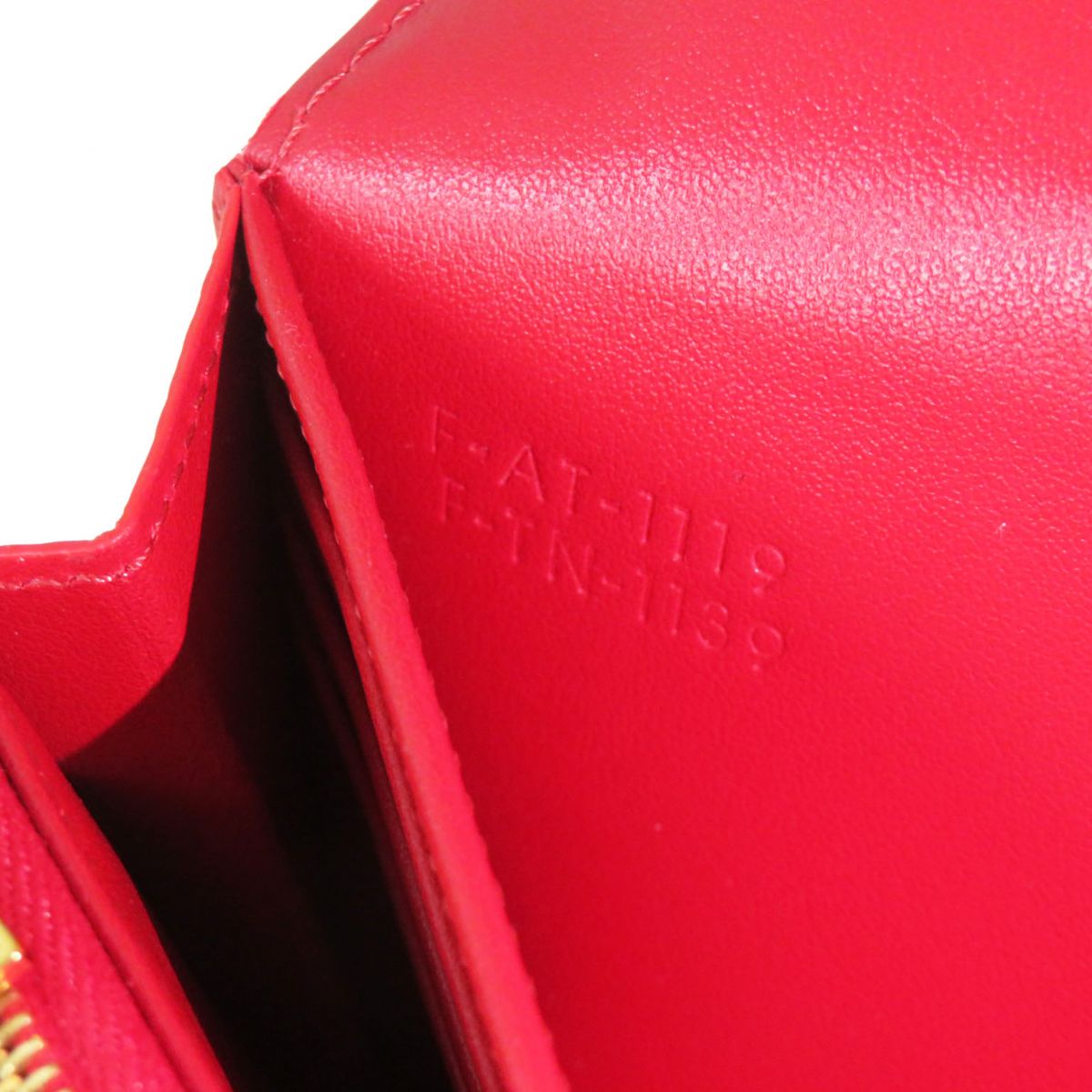 CELINE Long Wallet Purse Main: Leather Red x Gold Metal Women Used Authentic