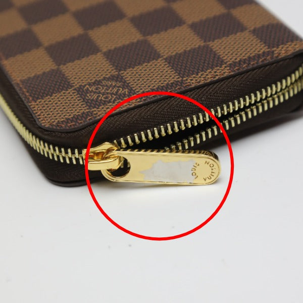 LOUIS VUITTON Long Wallet Purse N41661 Damier canvas Brown Zip Around Damier Zippy wallet mens(Unisex) Used Authentic
