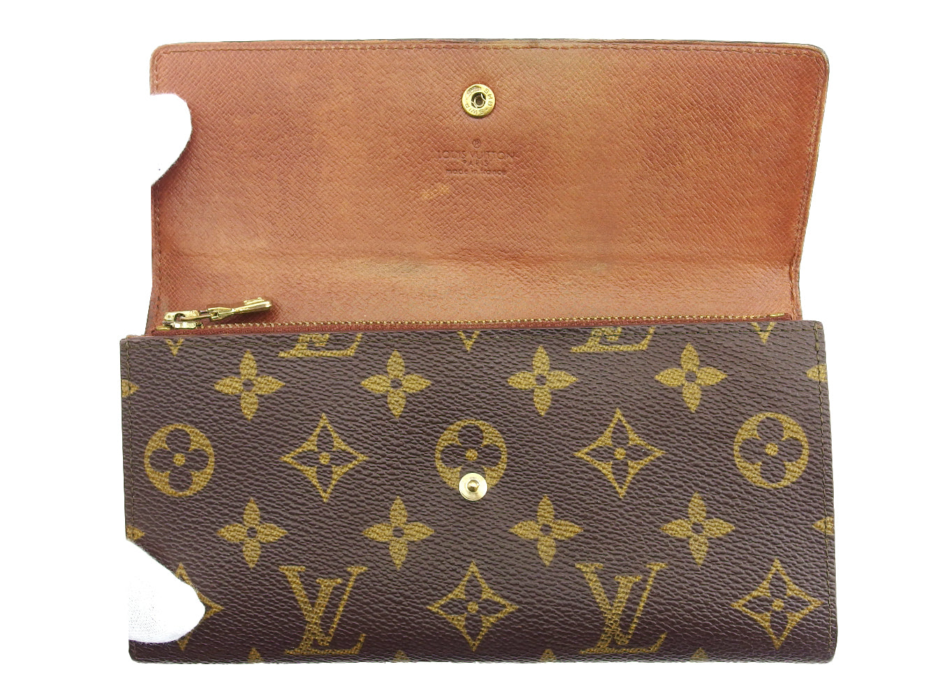 LOUIS VUITTON Long Wallet Purse M61724 Brown beige Pochette Porto MonÃ©credi