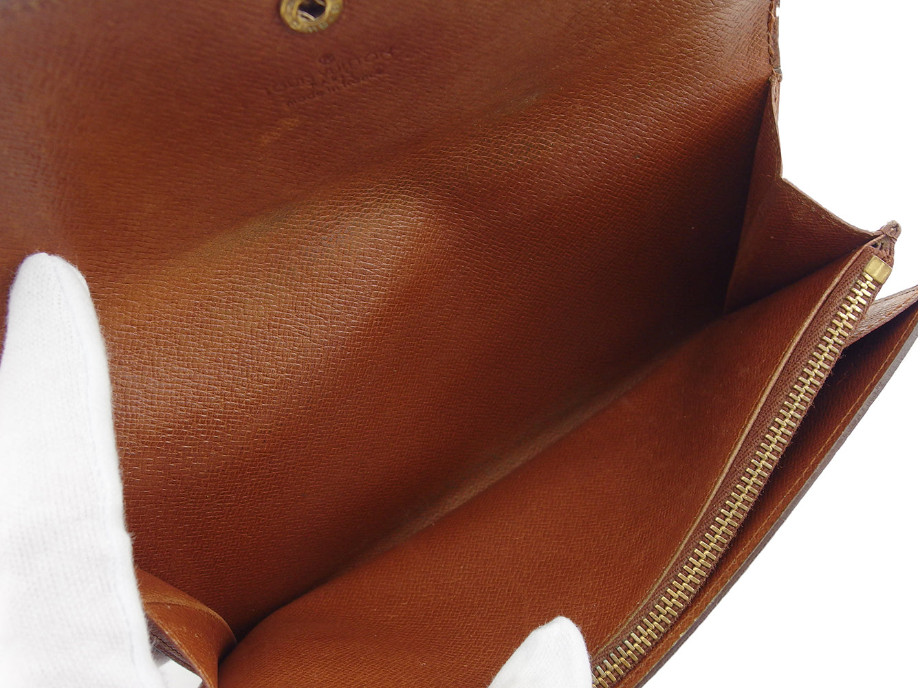 LOUIS VUITTON Long Wallet Purse M61724 Brown beige Pochette Porto MonÃ©credi