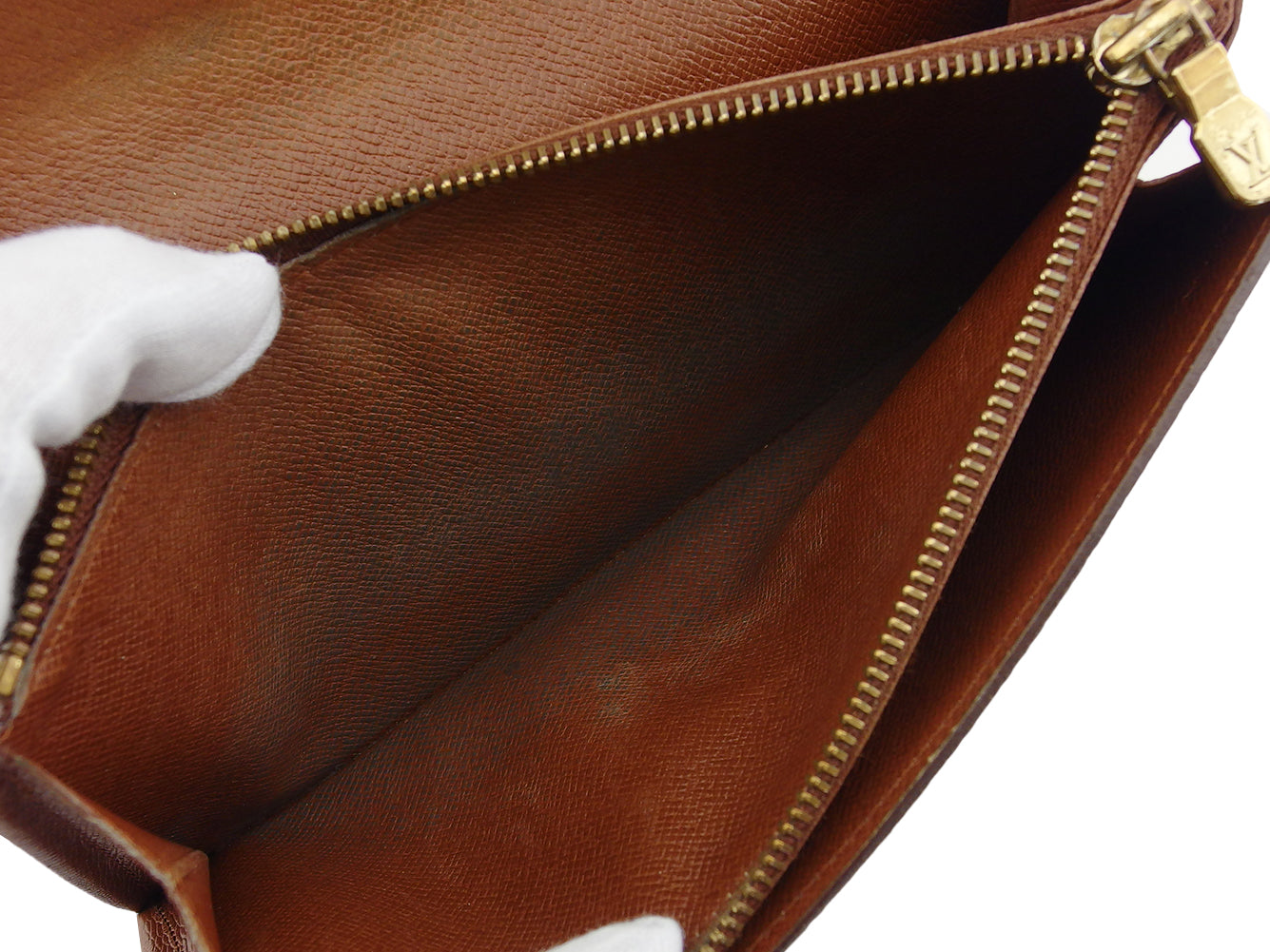 LOUIS VUITTON Long Wallet Purse M61724 Brown beige Pochette Porto MonÃ©credi