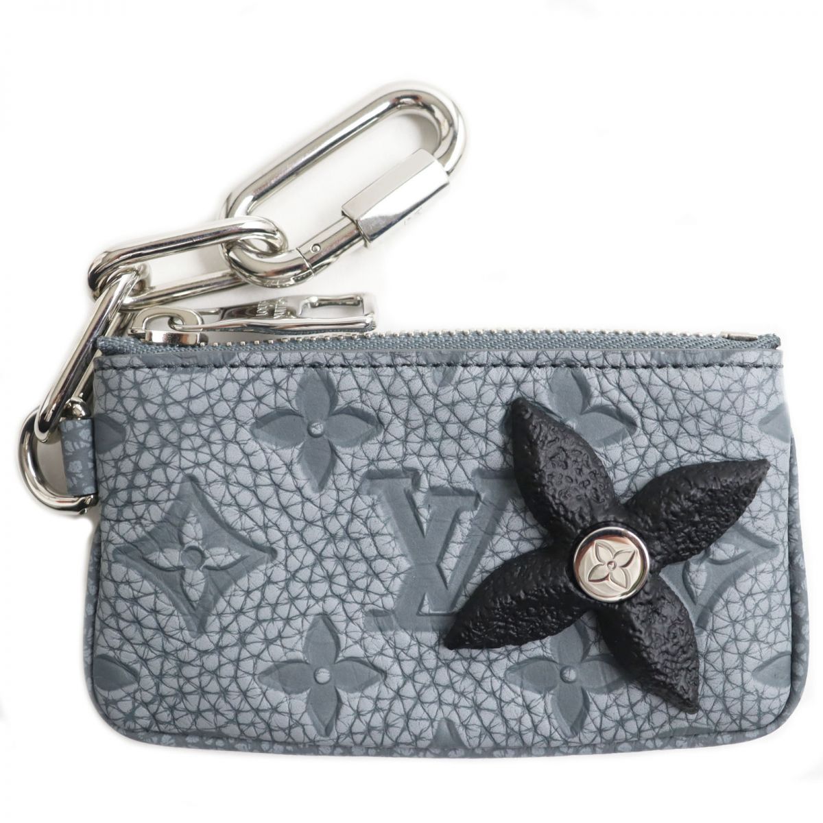 LOUIS VUITTON Coin case M81602 Taurillon Clemence Leather granite gray Monogram Pochette Kle Women Used Authentic