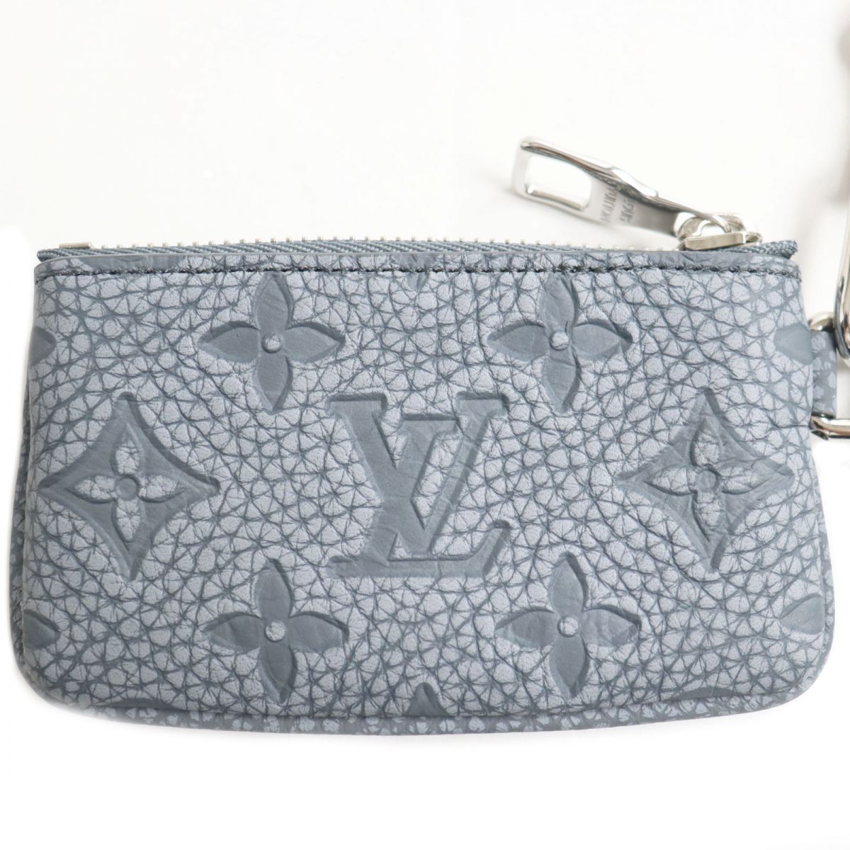 LOUIS VUITTON Coin case M81602 Taurillon Clemence Leather granite gray Monogram Pochette Kle Women Used Authentic