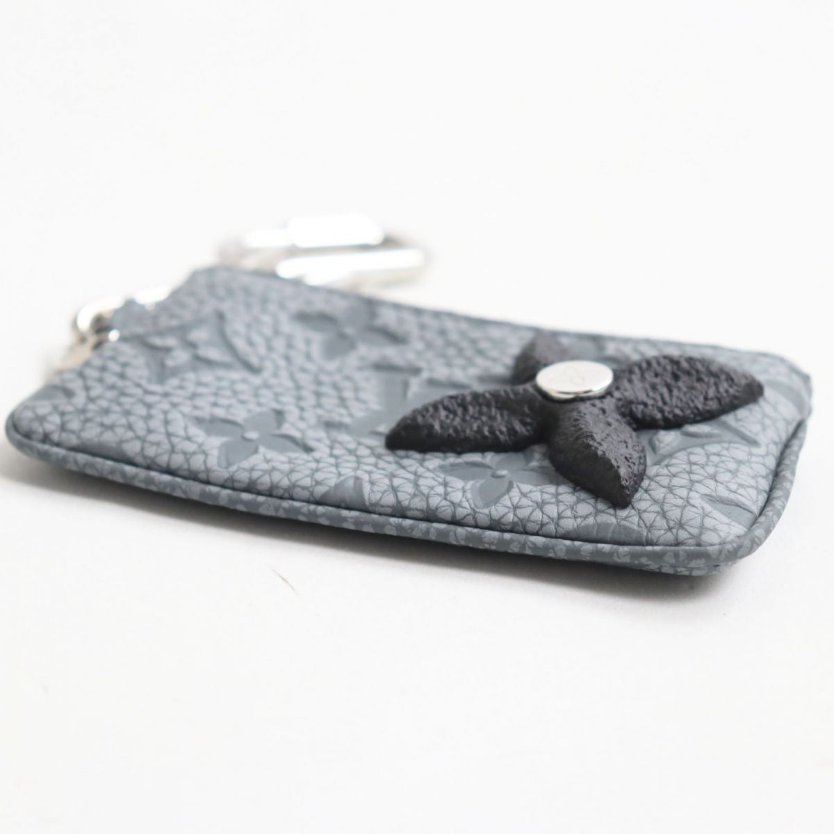 LOUIS VUITTON Coin case M81602 Taurillon Clemence Leather granite gray Monogram Pochette Kle Women Used Authentic