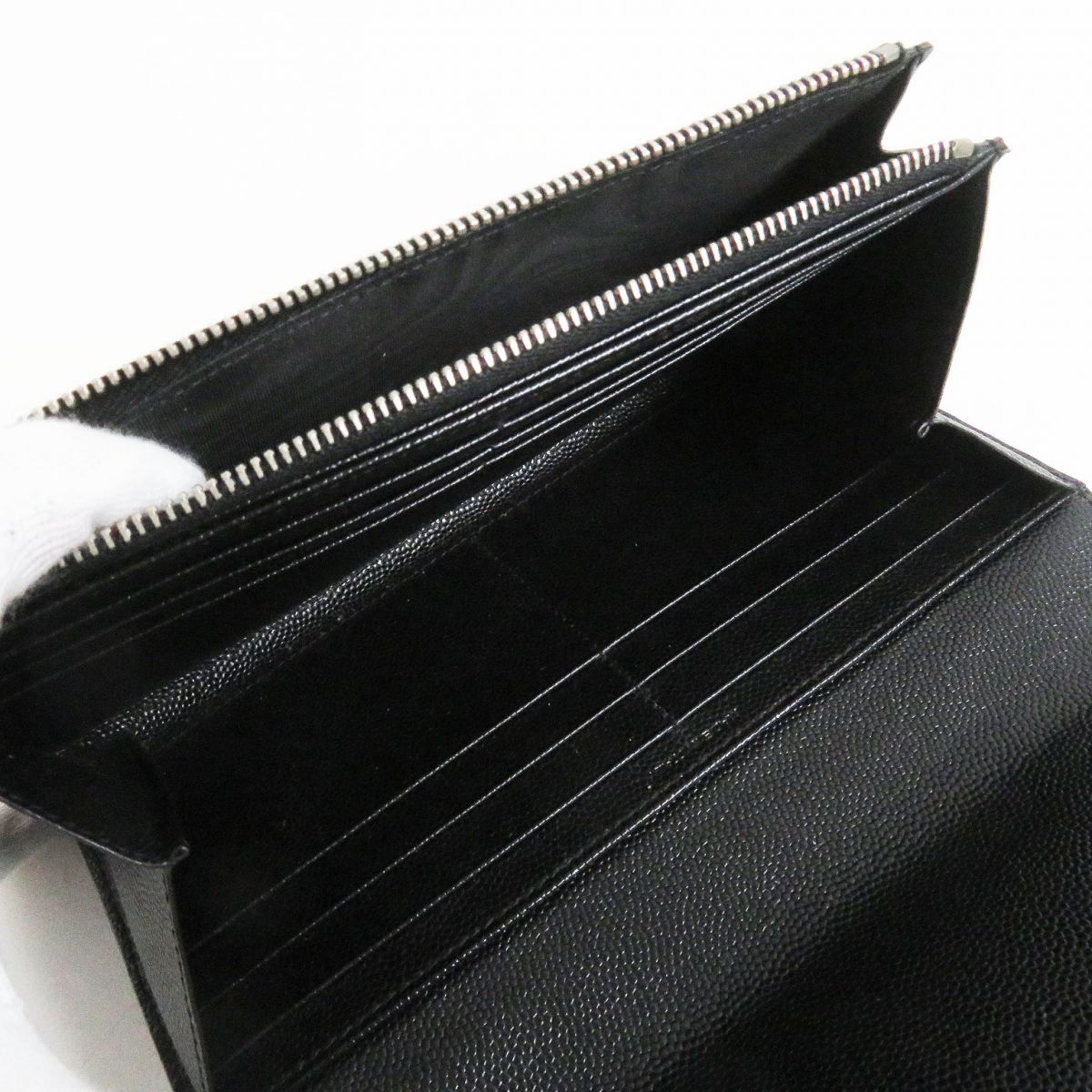 SAINT LAURENT Long Wallet Purse leather black mens Used Authentic