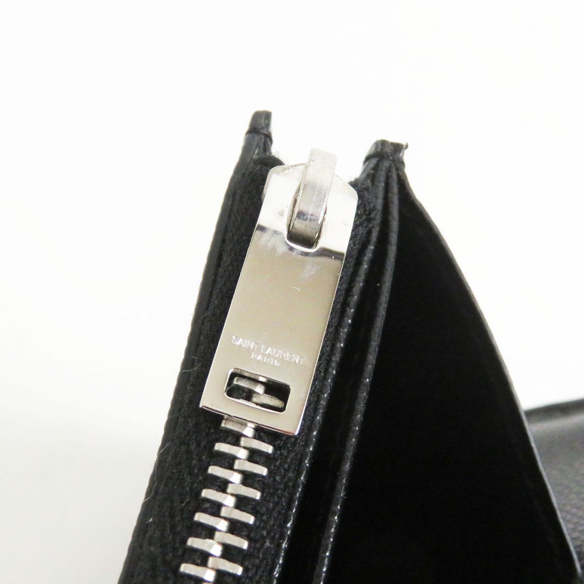 SAINT LAURENT Long Wallet Purse leather black mens Used Authentic