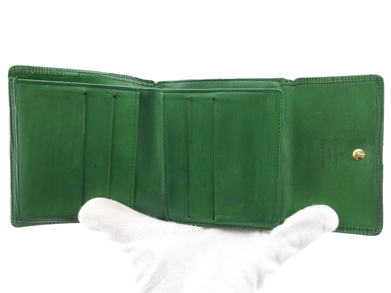 LOUIS VUITTON Bifold Wallet M63484 green Porte Monnaie Billets Cartes Credit