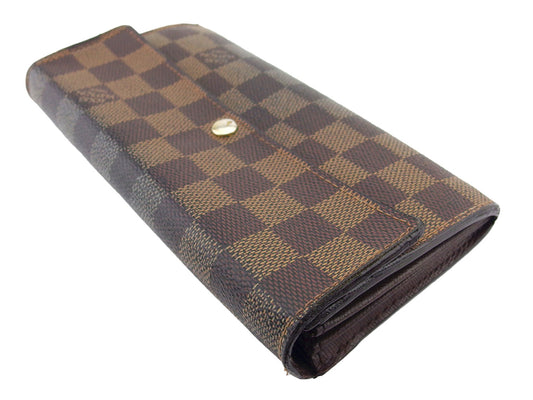 LOUIS VUITTON Long Wallet Purse N61734 Brown beige gold Portefeuille Sarah