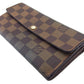 LOUIS VUITTON Long Wallet Purse N61734 Brown beige gold Portefeuille Sarah