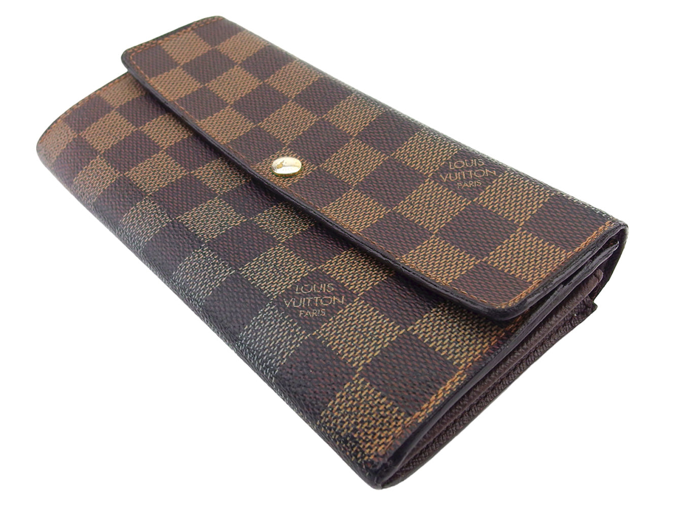 LOUIS VUITTON Long Wallet Purse N61734 Brown beige gold Portefeuille Sarah