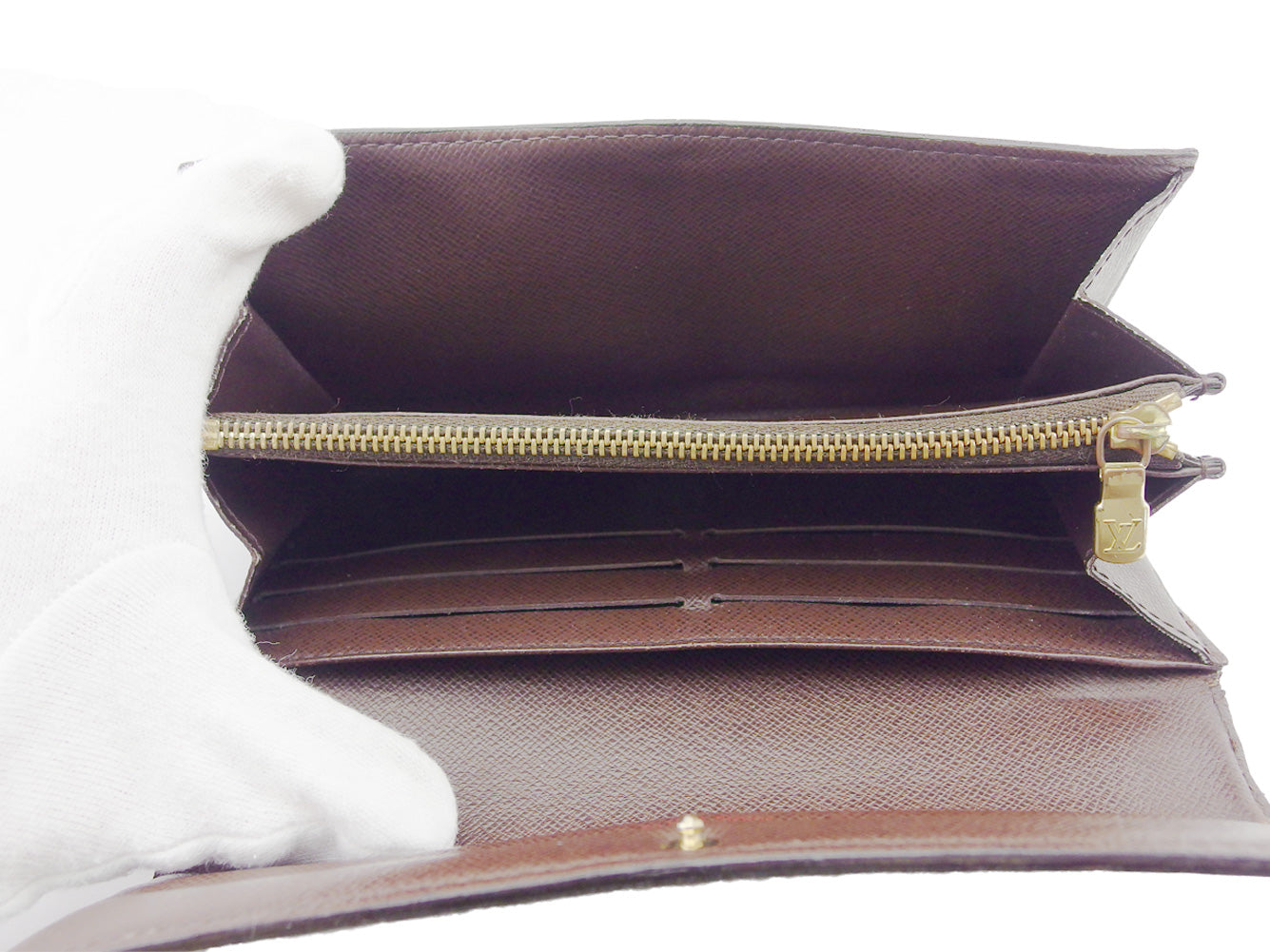 LOUIS VUITTON Long Wallet Purse N61734 Brown beige gold Portefeuille Sarah
