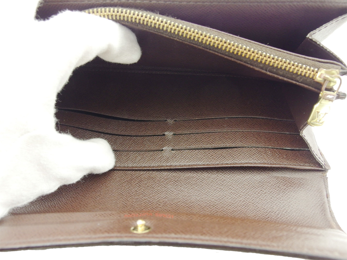 LOUIS VUITTON Long Wallet Purse N61734 Brown beige gold Portefeuille Sarah