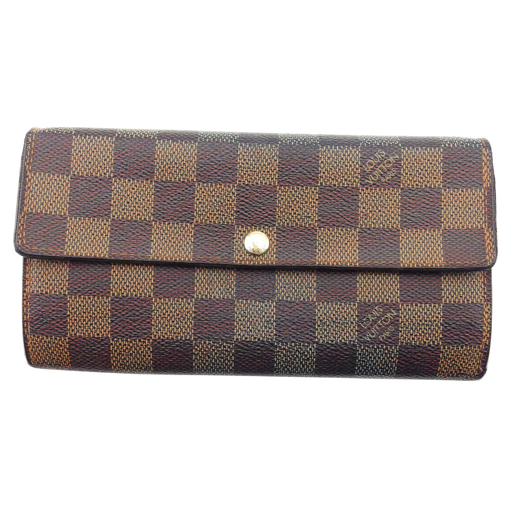 LOUIS VUITTON Long Wallet Purse N61734 Brown beige gold Portefeuille Sarah