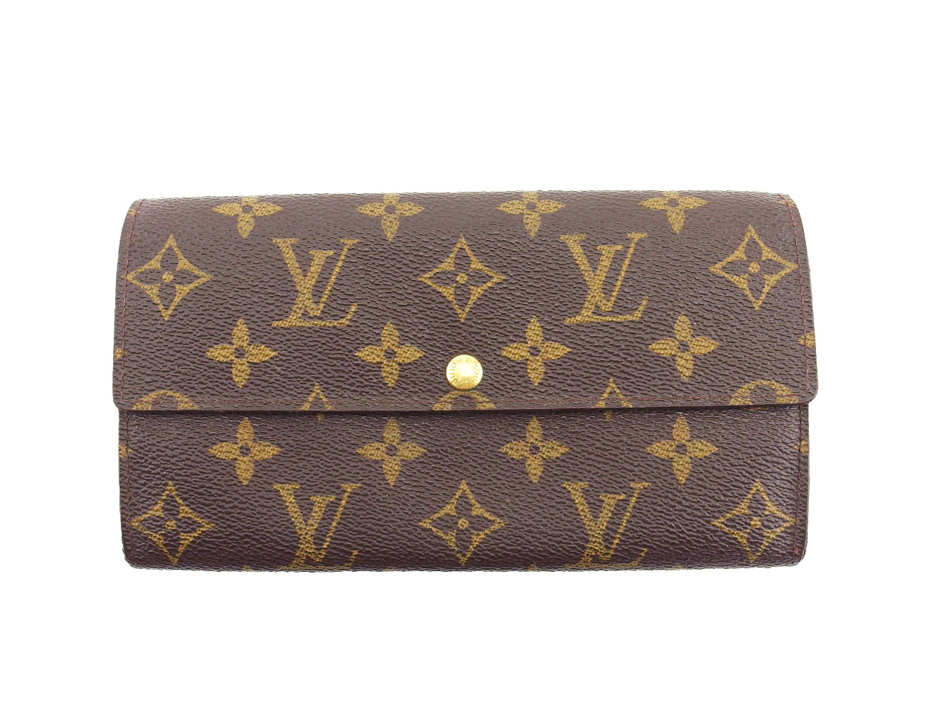 LOUIS VUITTON Long Wallet Purse M61725 Brown beige Pochette Porto MonÃ©credi
