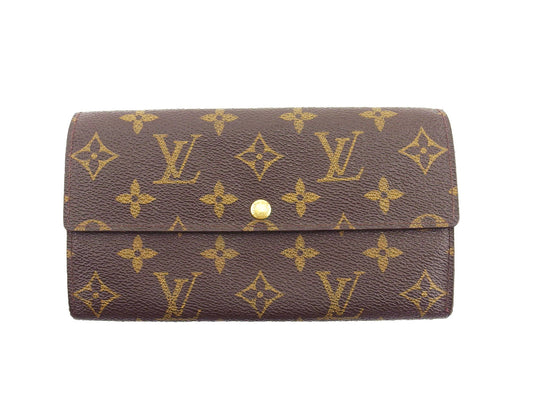 LOUIS VUITTON Long Wallet Purse M61725 Brown beige Pochette Porto MonÃ©credi