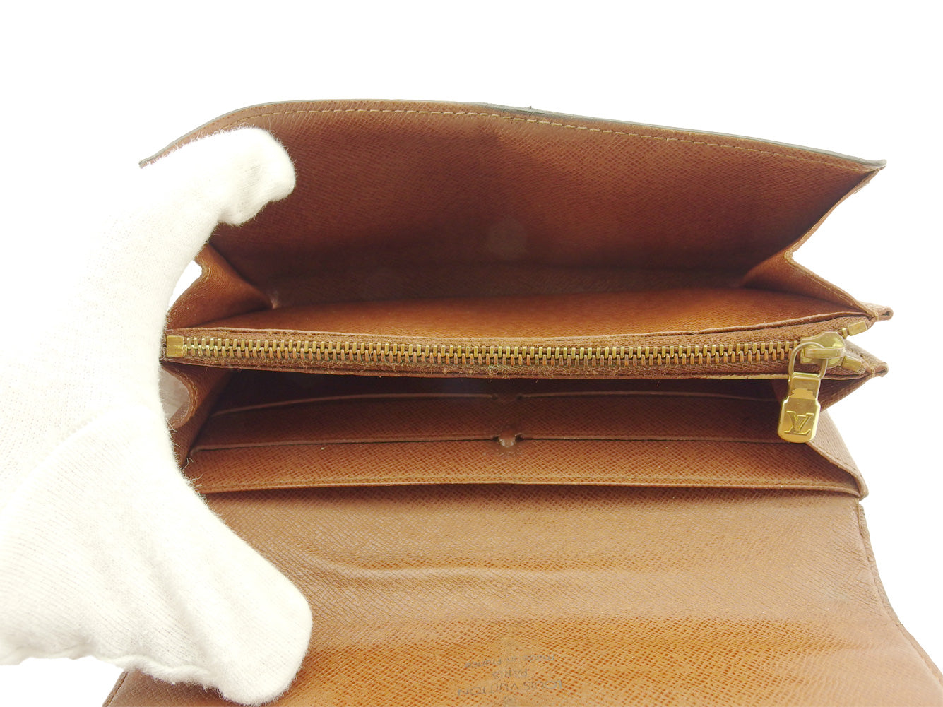 LOUIS VUITTON Long Wallet Purse M61726 Brown beige Pochette Porto MonÃ©credi