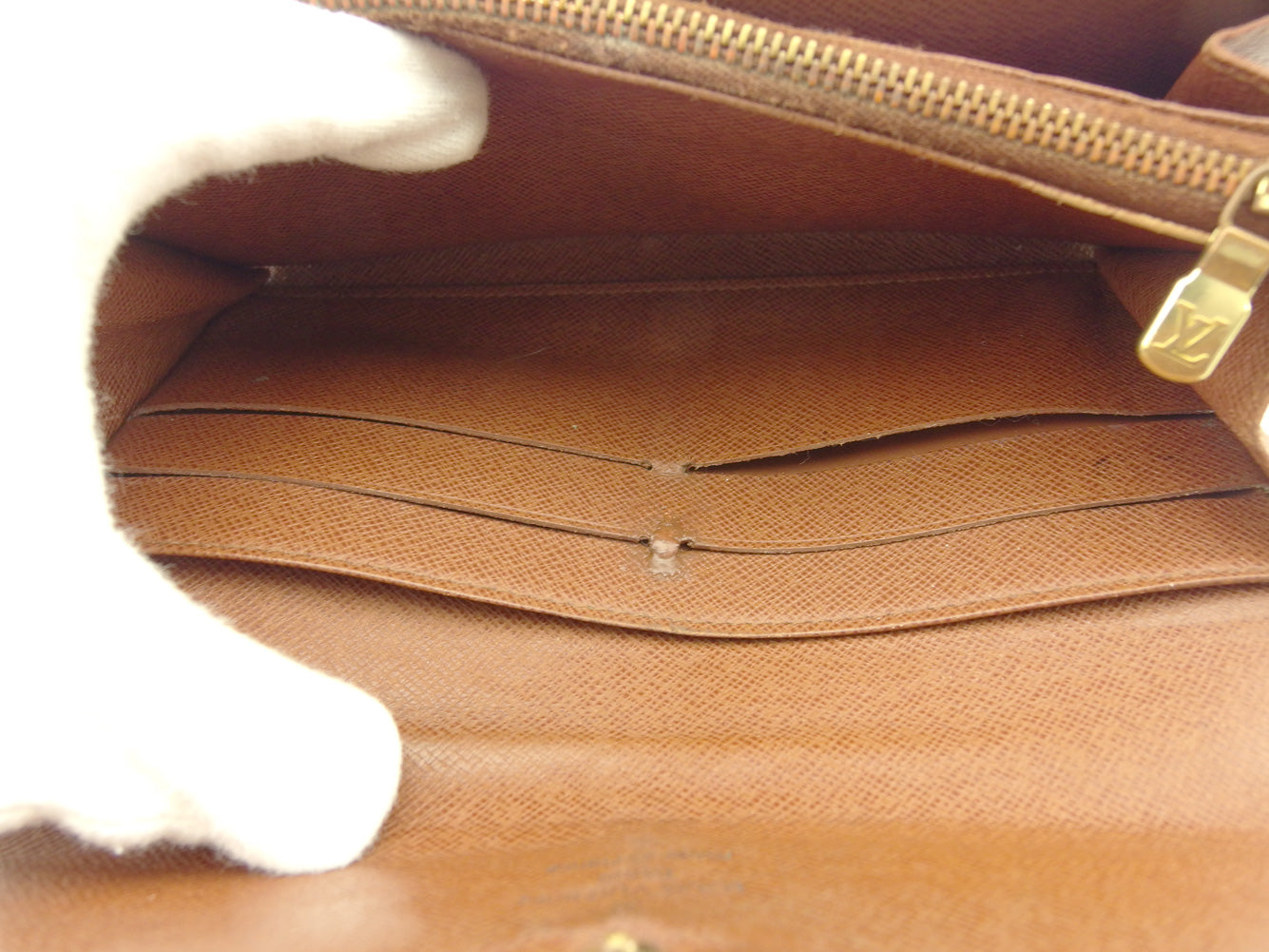 LOUIS VUITTON Long Wallet Purse M61726 Brown beige Pochette Porto MonÃ©credi