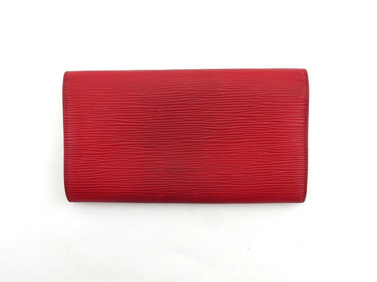 LOUIS VUITTON Long Wallet Purse M63577 Red Pochette Porto MonÃ©credi