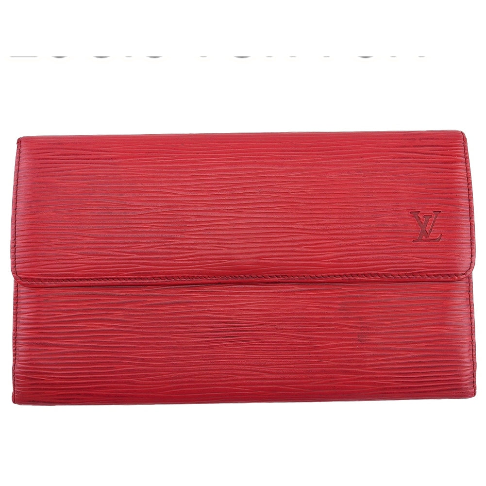 LOUIS VUITTON Tri-fold wallet Red Porte Tresor International