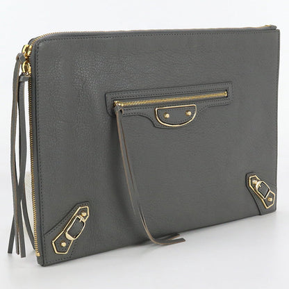 BALENCIAGA 390186 Clutch bag leather gray mens Used Authentic
