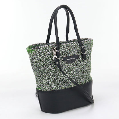 BALENCIAGA 410790 Handbag zig zucker bag 2WAY handbag leather, tweed green Women Used Authentic