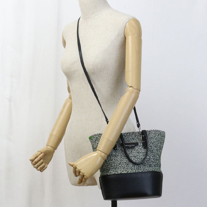 BALENCIAGA 410790 Handbag zig zucker bag 2WAY handbag leather, tweed green Women Used Authentic