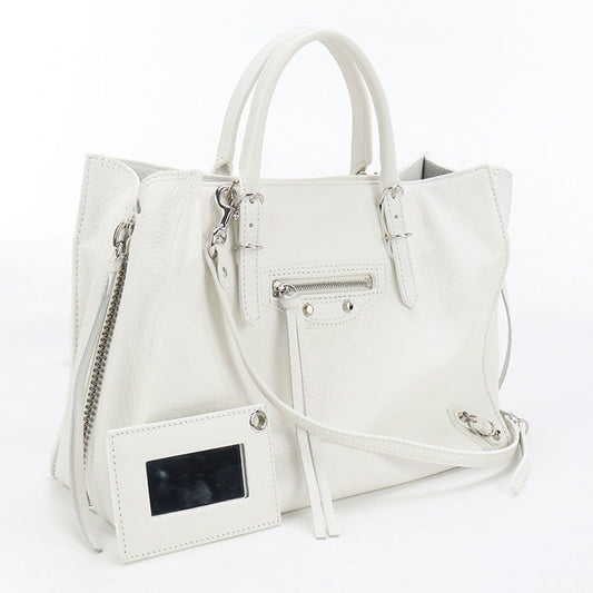 BALENCIAGA 370926 Tote Bag Paper A6 2WAY Tote Bag leather white Women