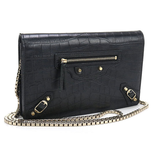 BALENCIAGA 444168 Chain wallet leather black Women