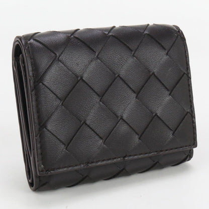 BOTTEGA VENETA BO81192 Tri-fold wallet INTRECCIATO flap wallet leather black mens(unisex) Used Authentic