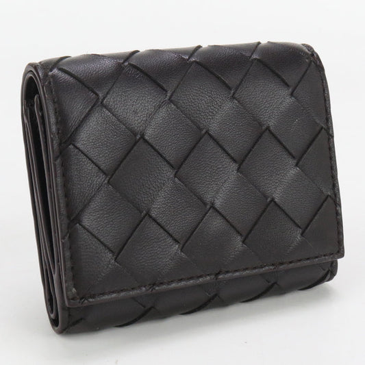 BOTTEGA VENETA BO81192 Tri-fold wallet INTRECCIATO flap wallet leather black mens(unisex) Used Authentic