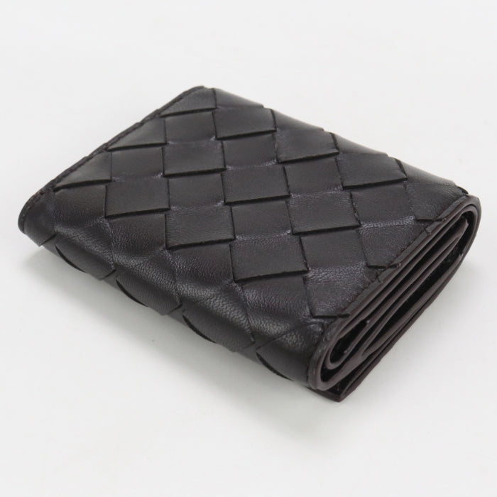 BOTTEGA VENETA BO81192 Tri-fold wallet INTRECCIATO flap wallet leather black mens(unisex) Used Authentic