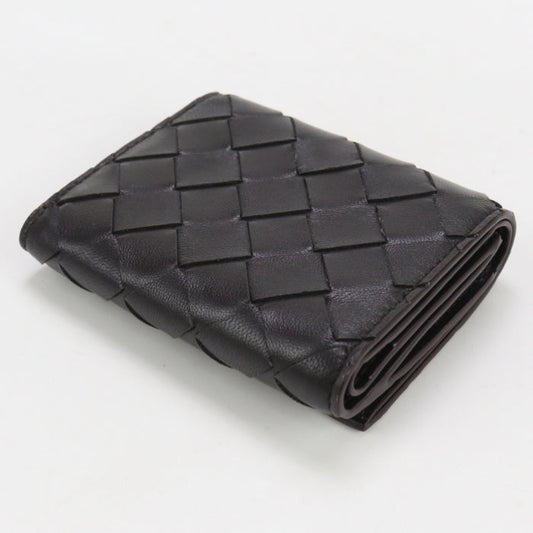 BOTTEGA VENETA BO81192 Tri-fold wallet INTRECCIATO flap wallet leather black mens(unisex) Used Authentic