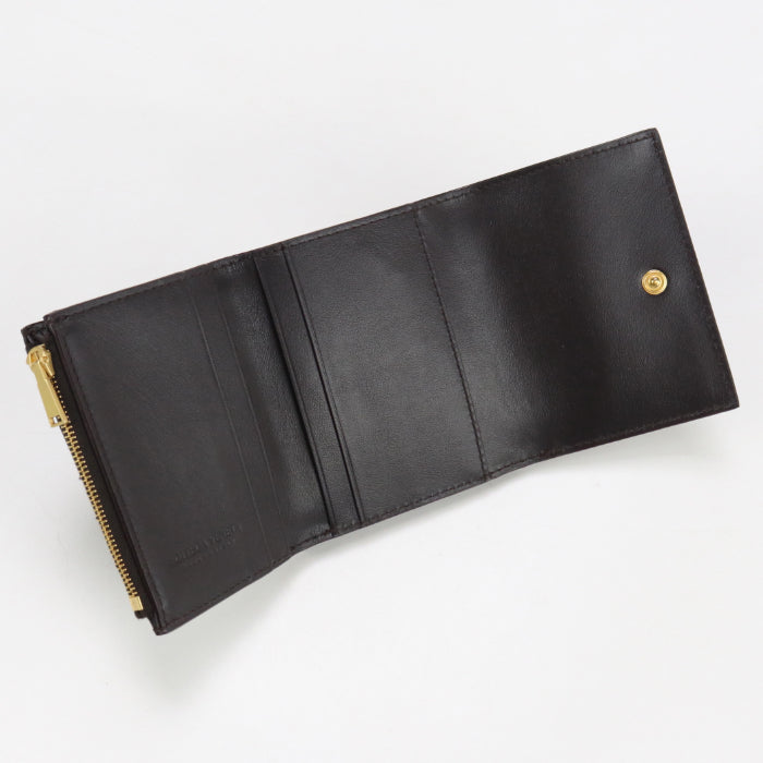 BOTTEGA VENETA BO81192 Tri-fold wallet INTRECCIATO flap wallet leather black mens(unisex) Used Authentic