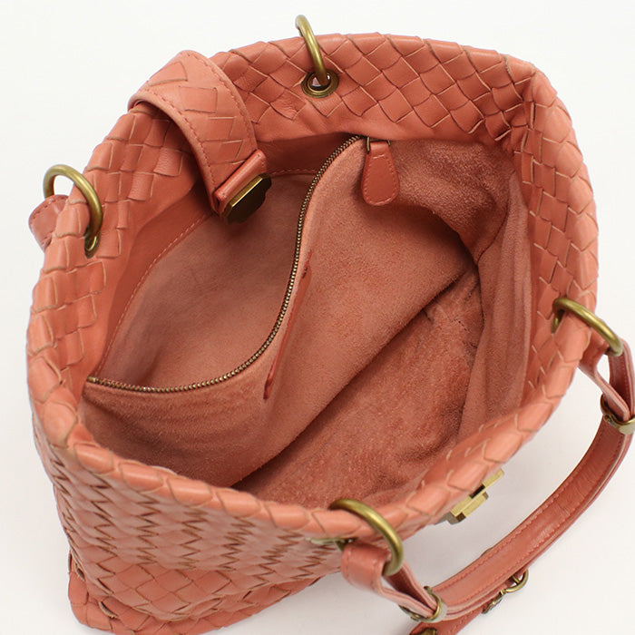 BOTTEGA VENETA BO82080 Tote Bag INTRECCIATO leather pink Women Used Authentic