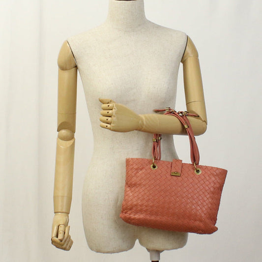 BOTTEGA VENETA BO82080 Tote Bag INTRECCIATO leather pink Women Used Authentic