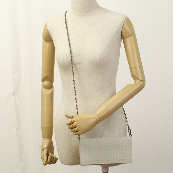 BOTTEGA VENETA 586906 INTRECCIATO Chain wallet leather white Women