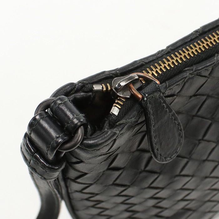 BOTTEGA VENETA BO88140 Shoulder Bag INTRECCIATO leather Black Women Used Authentic