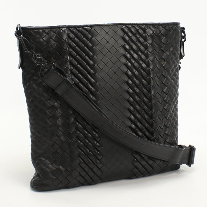 BOTTEGA VENETA BO94069 INTRECCIATO Shoulder Bag leather black mens Used Authentic