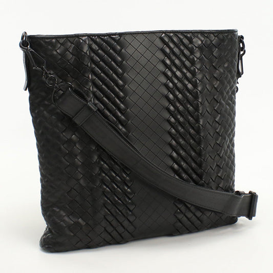 BOTTEGA VENETA BO94069 INTRECCIATO Shoulder Bag leather black mens Used Authentic