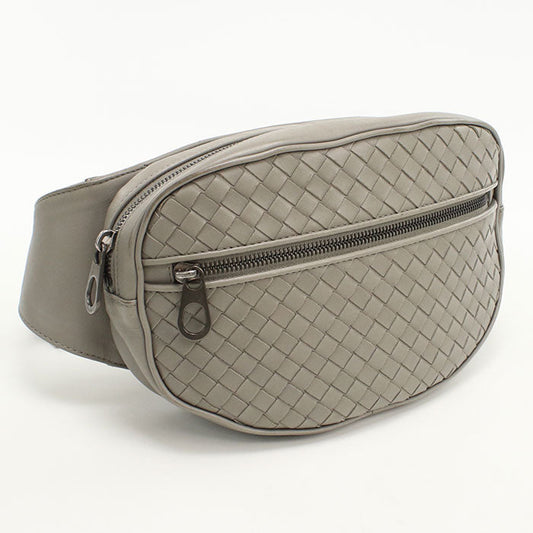 BOTTEGA VENETA 520425 Belt bag INTRECCIATO body bag leather gray mens