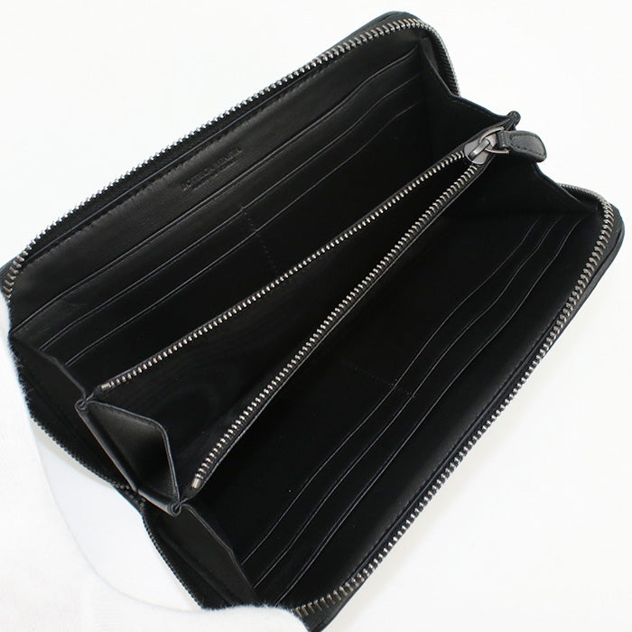 BOTTEGA VENETA Zip around wallet INTRECCIATO PurseZip Around leather black mens Used Authentic