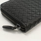 BOTTEGA VENETA Zip around wallet INTRECCIATO PurseZip Around leather black mens Used Authentic