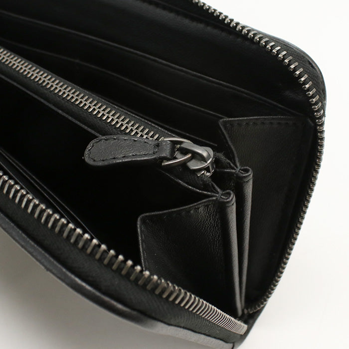 BOTTEGA VENETA Zip around wallet INTRECCIATO PurseZip Around leather black mens Used Authentic