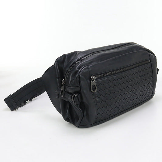 BOTTEGA VENETA 368.899 Belt bag INTRECCIATO body bag leather black mens