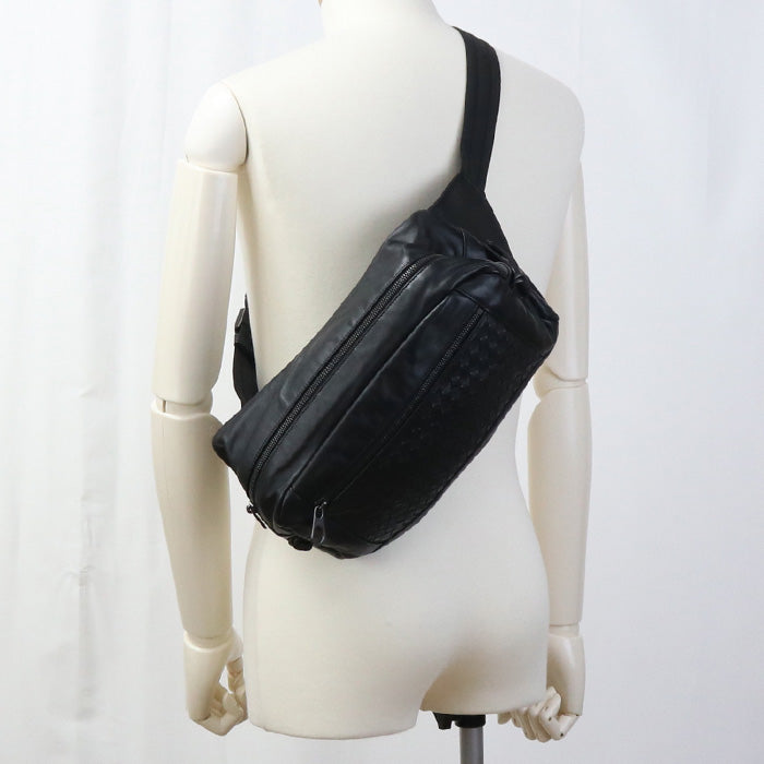 BOTTEGA VENETA 368.899 Belt bag INTRECCIATO body bag leather black mens